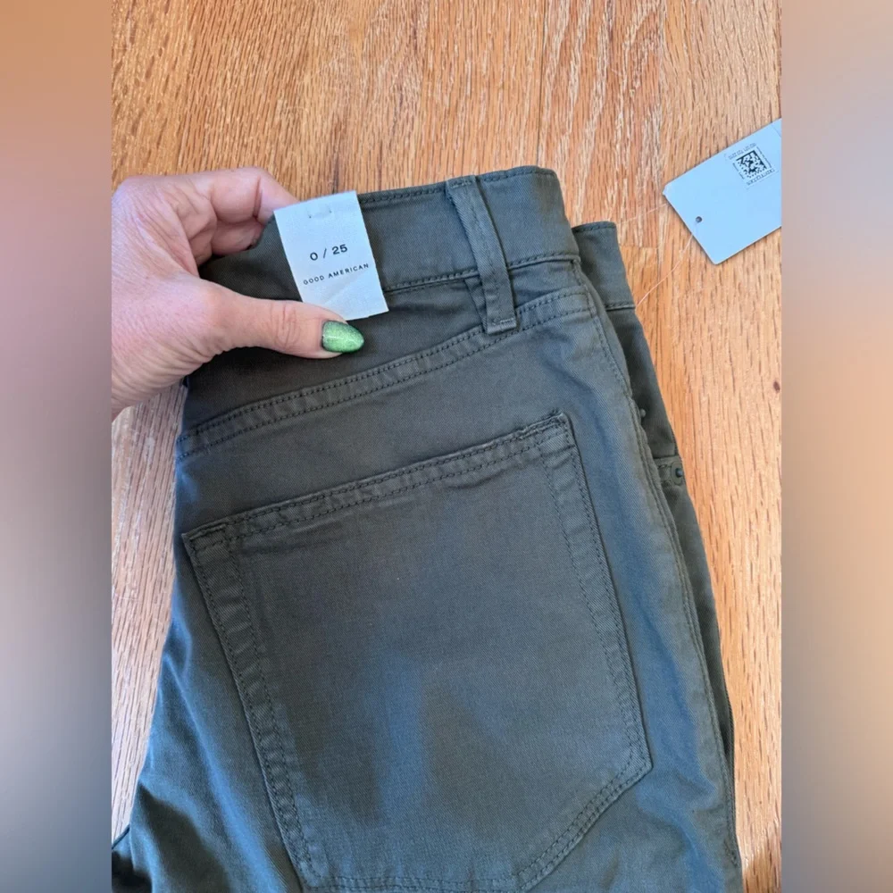 Good American High Rise Barrel Jeans Ft01 Green NWT Size 25 - Picture 4 of 16